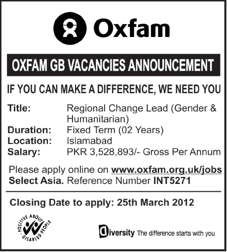 Oxfam Islamabad Jobs